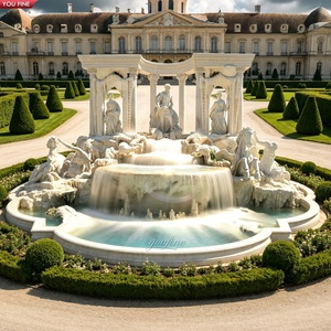 Grande <span class=keywords><strong>fontaine</strong></span> classique YOUFINEL en marbre blanc, groupe de figurines de Neptune du Palais di Trevi, pour la <span class=keywords><strong>d</strong></span>écoration de jardins royaux, châteaux et places publiques - Product Image 1