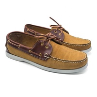 Chaussures bateau décontractées pour hommes, en cuir nubuck huilé marron, cousues à la main, souples, respirantes, confortables, couleur jaune vif, pour l'été