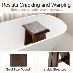 Taburete de Ducha de Madera de Teca, Banco de Baño Ergonómico con Asiento Curvo, Diseño Compacto y Estable, Capacidad de 350 Libras, Ideal para Ducha y Spa - Product Image 4