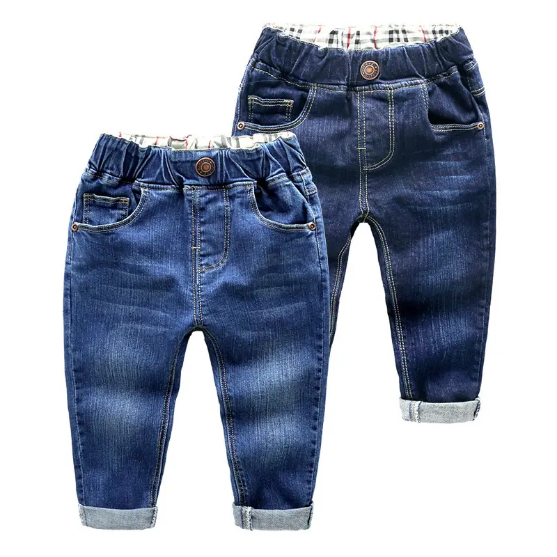 Nouveaux jeans garçons printemps et automne taille élastique pantalons en denim pantalons décontractés pour enfants