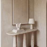 Table console en travertin beige naturel, table d'entrée en pierre de luxe pour couloir, hall d'entrée, maison, hôtel