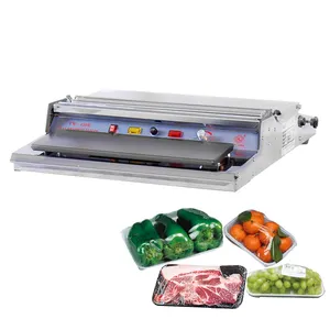 Hualian desktop TW-450E carne de vegetais frescos cling, bandeja filme selador de embrulho, 45 peças/min filme, filme