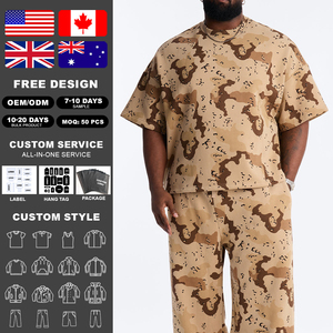 T-shirt Homme KingSen Oversize Imprimé Camouflage Désert Coton Épais Molleton Bouclette Coupe Boxy Épaules Tombantes Style Streetwear Décontracté - Product Image 2