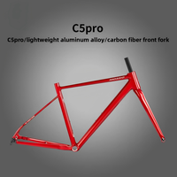Cadre de vélo de route en alliage d'aluminium C5pro, fourche en carbone, frein à disque, câblage interne, tube de direction conique, axe traversant, tailles 41, 44, 47