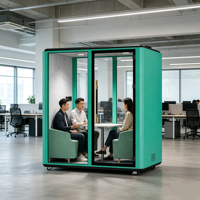 Cabine de bureau insonorisée mobile moderne, pod de réunion acoustique pour l'intimité, cabine de discussion silencieuse anti-bruit pour bureau à aire ouverte