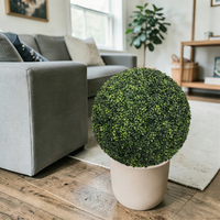 Boules de topiaire artificielles vertes de 22,4 pouces avec pot – Sphères vertes pour la décoration de jardin