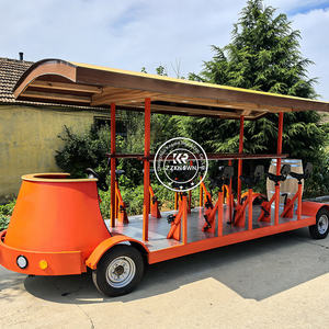 Bus touristique de luxe électrique à double pédalage, style vintage, rose, pour la réception de touristes, 20 places, structure en acier, vitesse de 6 km/h - Product Image 5