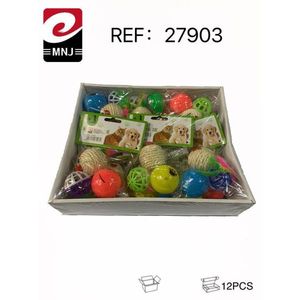 Toy Ball Set For Dogs 12Pcs Colorful Pet Play Toys With Rope And Plastic Balls - Product Image 3