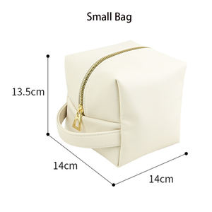 Sac cosmétique blanc de grande capacité avec logo personnalisé, fermeture éclair, poignée de luxe, pochette en cuir imperméable, trousse de toilette en PU, sac de maquillage de voyage - Product Image 3