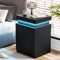 Table de chevet de stockage LED moderne nordique Table de chevet de conception Simple pour petit appartement chambre armoire de rangement de chevet en surbrillance