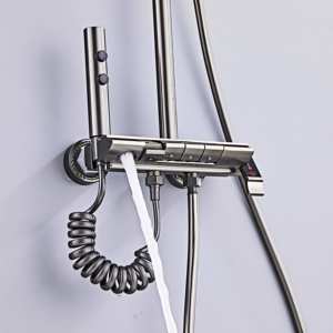 Boutons <span class=keywords><strong>de</strong></span> piano ensemble <span class=keywords><strong>de</strong></span> <span class=keywords><strong>douche</strong></span> kit <span class=keywords><strong>de</strong></span> <span class=keywords><strong>douche</strong></span> mural gris pluie pressurisée 4 modes sortie <span class=keywords><strong>d</strong></span>'<span class=keywords><strong>eau</strong></span> avec mélangeur en laiton - Product Image 2