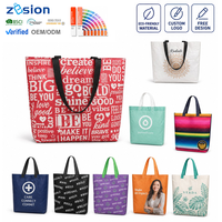 Sac de courses personnalisé en RPET non tissé laminé avec logo, sac fourre-tout réutilisable en gros, imprimé en vrac, promotionnel pour les magasins de détail