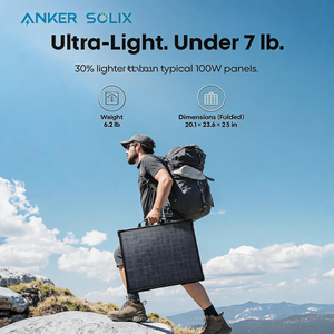 Panel Solar Portátil Bifacial Anker SOLIX PS100 de 100W con 25% de Eficiencia, Resistente al Agua, para Carga en Exteriores/Almacenamiento de Energía - Product Image 2