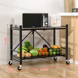 Wire Floor-Standing Multi-functional Modern Kitchen <b>Storage</b> Rack Double-Tier Foldable Design Easy Assembly Durable Portable - Product Image 6