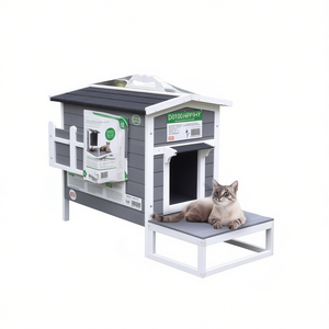 Casa de Madera para Gatos, Muebles para Mascotas D0100HPF9HY, para Exteriores, Todas las Estaciones, Duradera, Estilo Clásico, Forma Rectangular - Product Image 1