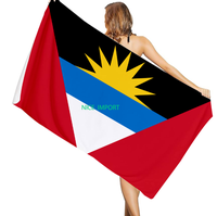 Serviette de plage à séchage rapide avec drapeau d'Antigua, pour salle de bain, piscine, camping, voyage, natation, pique-nique, sport, décoration, cadeaux