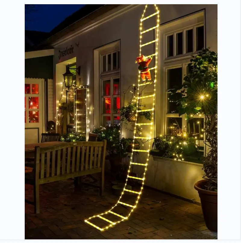 Christmas Decorations LED Ladder Lights with Climbing Santa Claus - Outdoor Christmas Decorative Lights