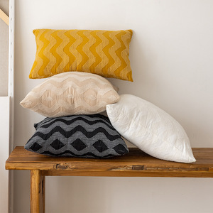 Cojines nórdicos modernos con diseño de ondas, rectangulares, de poliéster suave, para decoración de sala de estar y dormitorio - Product Image 2
