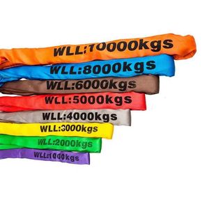 Vineet FWS-10000ヘビーデューティ15t 20t 30t 35t 40t 50t 50tソフトポリエステルラウンドウェビングスリングベルト4-7:1リフティング安全率 - Product Image 1