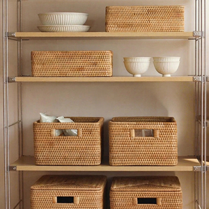 Natural Rattan Rectangular Lidded Handmade Eco-Friendly Storage Box Flexible Design Custom Logo Available for Cleaning Supplies - Product Image 1
