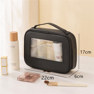 Bolsa de almacenamiento de cosméticos portátil de gran capacidad con ventana transparente, estuche de viaje para artículos de tocador, maquillaje, salón de belleza, dormitorio, baño - Product Image 4