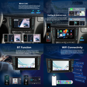 Podofo pour <span class=keywords><strong>Mercedes</strong></span>-Benz Classe E W211 Classe <span class=keywords><strong>CLS</strong></span> <span class=keywords><strong>W219</strong></span> Autoradio Android 7'' pour voiture 2+64 CarPlay/Android Auto sans fil GPS/WiFi - Product Image 2