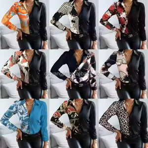 2025 nuova etichetta di moda camicia da donna stampata primavera e autunno camicia a maniche lunghe Top <span class=keywords><strong>rosa</strong></span> <span class=keywords><strong>cipria</strong></span> fard camicia da donna - Product Image 1