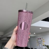 Gobelet isotherme de luxe 700 ml en acier inoxydable avec strass dorés, écologique, isolation thermique 6-12 heures, personnalisable, directement de l'usine