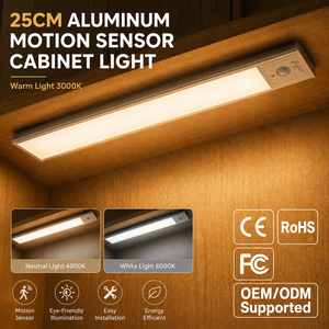 Smart Modern PIR Motion <b>Sensor</b> LED Cabinet <b>Light</b> Aluminum Alloy Rechargeable Under Counter <b>Light</b> with Type-C Charging Dimmable - Product Image 1