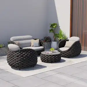 Arka bahçe teras su geçirmez yastık konfor halat mobilya Handwoven bahçe kanepe sandalye seti