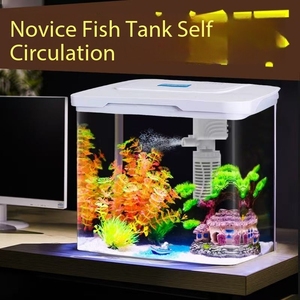 Mini Desktop rettangolare novizio acquario nuovo auto-circolante piccolo acquario eco-friendly ornamento di plastica per Desktop accessori - Product Image 5