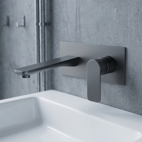 Robinet de lavabo mural moderne à poignée unique, design carré, avec cartouche céramique, pour lavabo