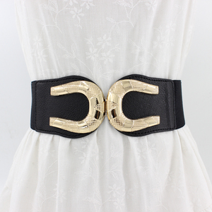 Cinturón elástico con doble hebilla para mujer, cinturón ancho de marca de diseñador CC - Product Image 2
