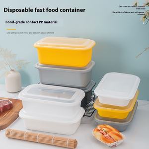 Fiambrera de plástico desechable, rectangular, gruesa, para microondas, con hebilla de seguridad, tapa de plástico, para llevar - Product Image 1