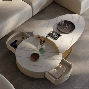 European Designer White Round Side <b>Table</b> Furniture Living Room British <b>Small</b> Marble Central <b>Coffee</b> <b>Table</b> British <b>Coffee</b> <b>Table</b> - Product Image 2