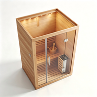 Ruang Sauna Hemlock Pribadi untuk 1 Orang, Mini Sauna Uap Kering Inframerah untuk Spa di Rumah