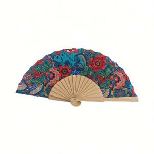 Abanicos de Madera de 23cm al por Mayor, Hechos a Mano con Patrones Coloridos, 18 Unidades con Asas, Novedad, Personalizables, para Promociones y Decoraciones - Product Image 4