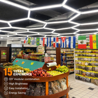 Plafonnier LED hexagonal pour garage, étanche IP65, 110-220V, CCT RGB, dimmable, système de grille avec connecteurs modulaires