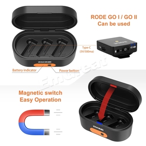 ZGCINE กล่องเคสชาร์จ ZG-R30สำหรับ <span class=keywords><strong>Rode</strong></span> Wireless <span class=keywords><strong>GO</strong></span> I II <span class=keywords><strong>Mic</strong></span>,พร้อมแบตเตอรี่ในตัว3400MAh แบบพกพาชาร์จเร็ว Power Bank - Product Image 3