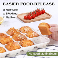 Moule à cupcakes en silicone SILIKOLOVE Factory, 12 cavités, LFGB, antiadhésif, sans BPA, avec cadre métallique renforcé, moule à muffins carré, moule à pâtisserie