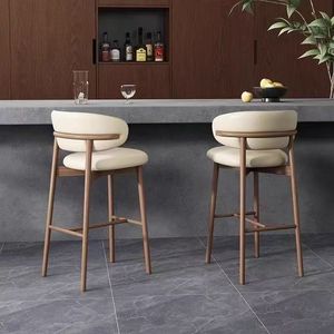 Modern Bar <b>Stool</b> with Footrest Soft Upholstered Seat Solid Wood Frame Eco-Friendly for <b>Dining</b> Rooms Living Rooms Outdoor <b>Dining</b> - Product Image 3