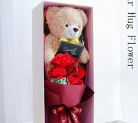 Roses artificielles en gros, ours en peluche, bouquet de fleurs de savon en forme de rose pour la Saint-Valentin, Noël, à offrir à votre petite amie, à votre amant