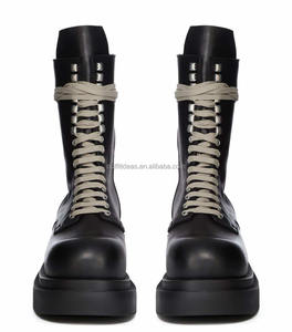 Bottes <span class=keywords><strong>Chelsea</strong></span> unisexe en cuir de veau noir à lacets, talon compensé de 6,35 cm, style habillé, en cuir, pour homme - Product Image 2