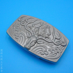 Hebilla de cinturón personalizada de cobre puro forjado con patrón animal, hebilla de placa vintage con relieve 3D para el lugar de trabajo - Product Image 2