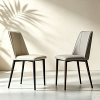 Chaise de salle à manger moderne en cuir à motif griffe de chat, chaise latérale à coutures verticales, pieds en métal noir pour salle à manger, cuisine, maison
