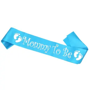 Mommy To Be Sash Baby Shower Party Gender Reveals Party Gifts Baby Shower Decorations Light Blue Sash for Mom to be Sash