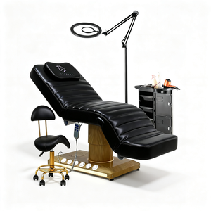 Cama Facial Eléctrica Ajustable Rosa con Taburete y Lámpara de Aumento, Cama de Belleza de 3 Motores para Salón y Spa de Luxmars - Product Image 3