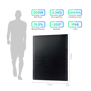 แผงโซลาร์เซลล์แบบโมโนคริสตัลไลน์ Sunpura 800w น้ำหนักเบาพิเศษ IP68 สำหรับที่อยู่อาศัย/อุตสาหกรรม แผงโซลาร์เซลล์แบบยืดหยุ่น 400w - Product Image 4