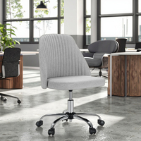 Chaise de bureau moderne et confortable en tissu avec roulettes Chaise d'ordinateur ergonomique de haute qualité, à hauteur réglable et à faible dossier