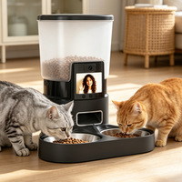 Distributeur automatique de nourriture pour animaux de compagnie intelligent WiFi 5L avec caméra vidéo HD LCD, audio bidirectionnel, double bol, application à distance